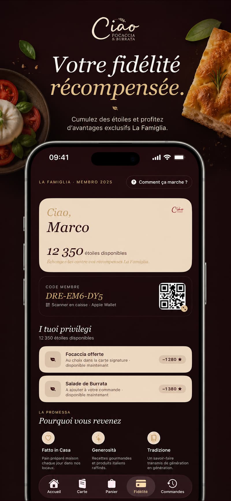 Personnalisation d’une commande dans l’application